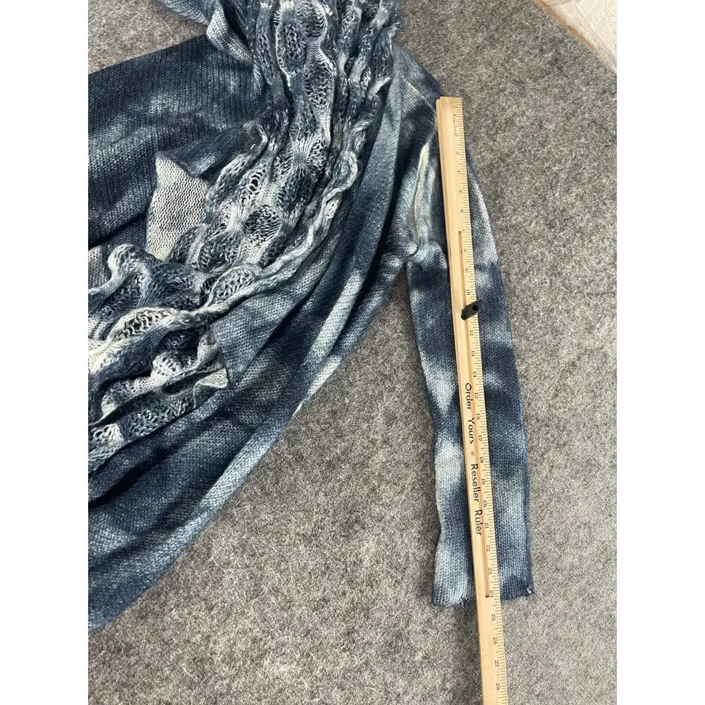 Sioni Cardigan Women Small Sweater Open Front Blue Wool Blend Tie Dye N191